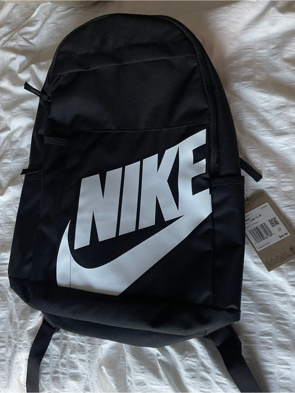 Nike Black Backpack with White Swoosh and Logo - Men's